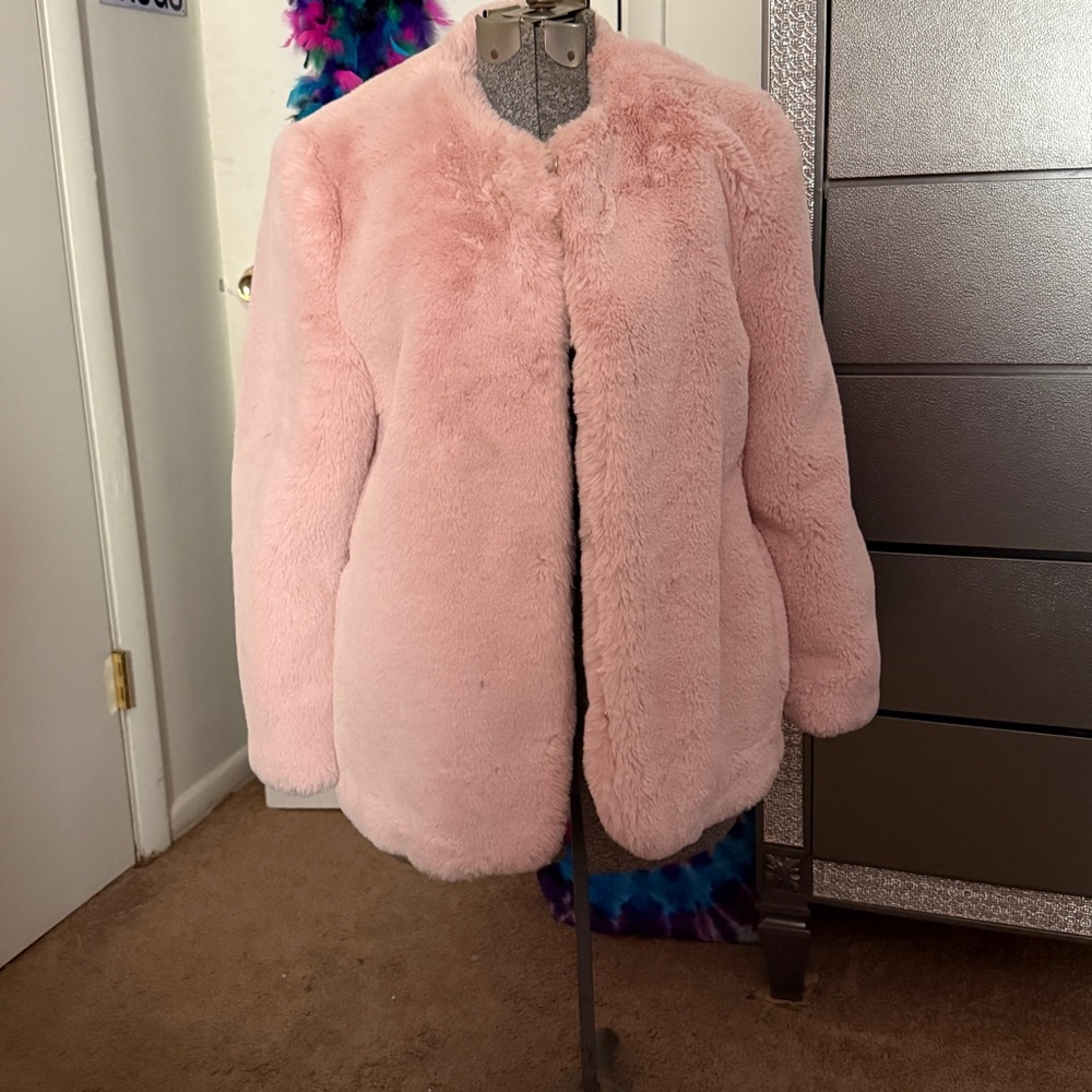 Gap Pink Faux Fur Jacket